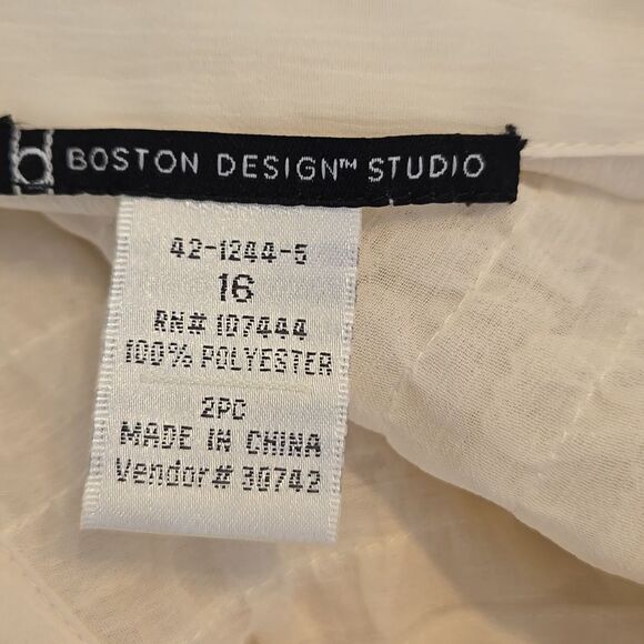 Boston Design Studio Cream Sheer Ruffled  Blouse Button Down Top Plus Size - Picture 6 of 6